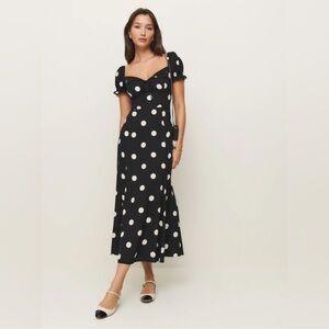 Reformation Black and White Polka Dot Dress
